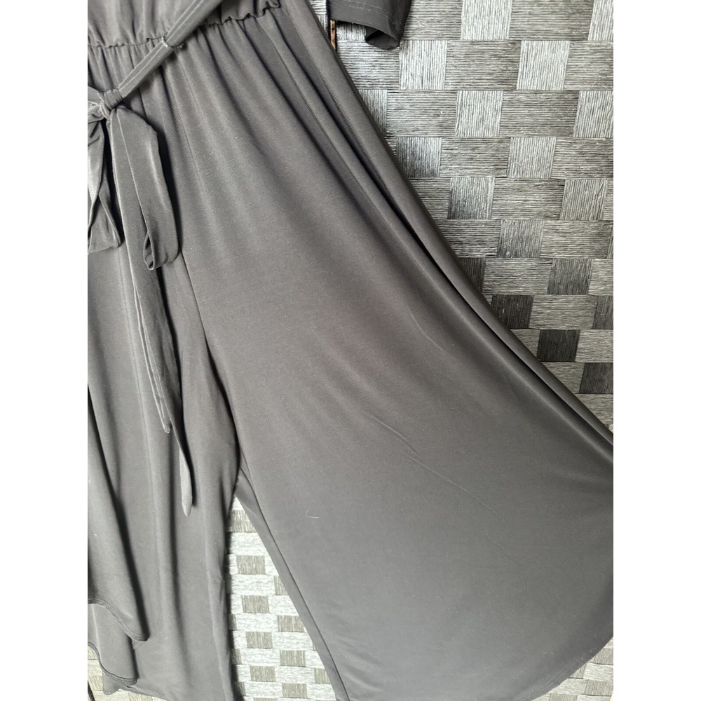 Prelude Black Jumpsuit Pantsuit Outfit With Tapered Wide Leg Size Large Sexy - Picture 5 of 13